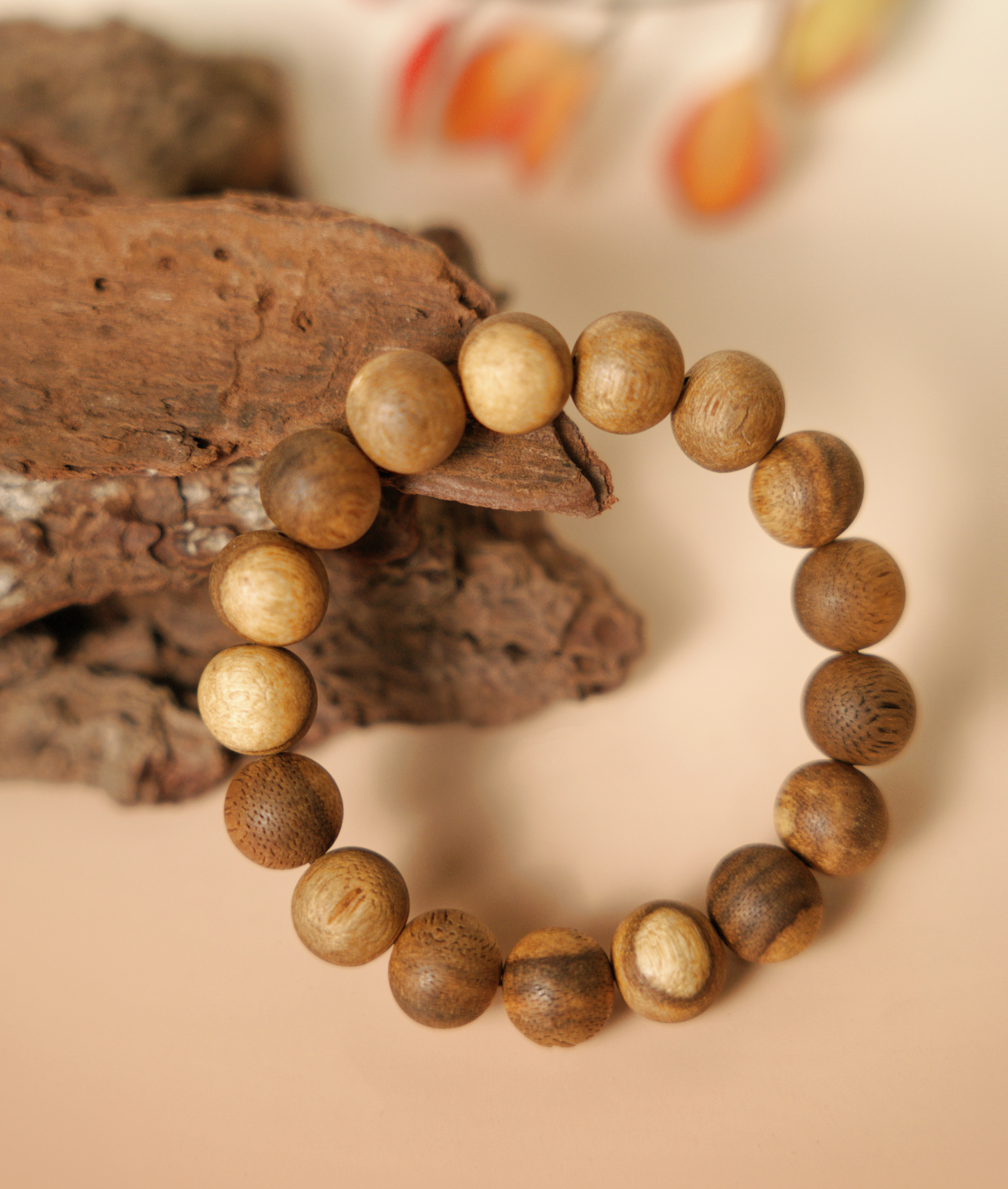 Vòng tay Trầm hương Tốc vườn Tự nhiên dạng bi tròn